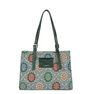 grand sac cabas épaule - mosaique #couleur_vert-multi