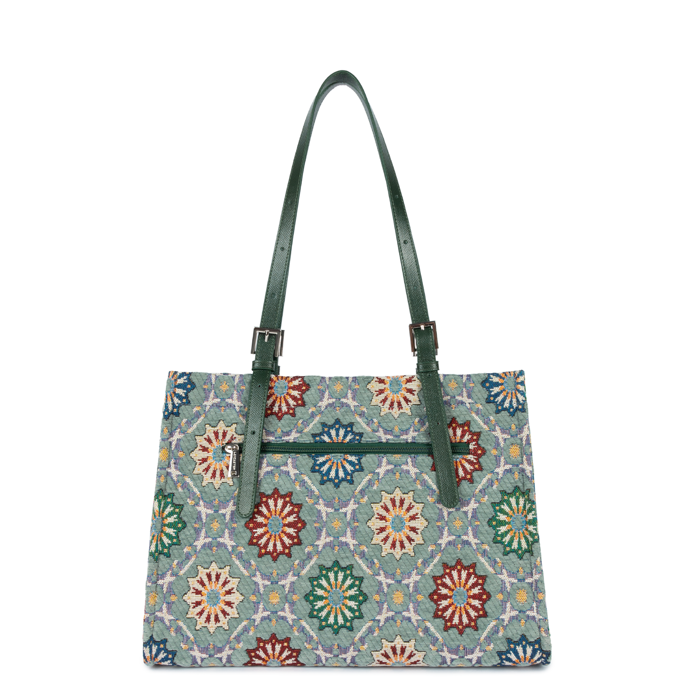 grand sac cabas épaule - mosaique #couleur_vert-multi