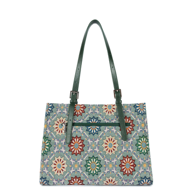 grand sac cabas épaule - mosaique #couleur_vert-multi