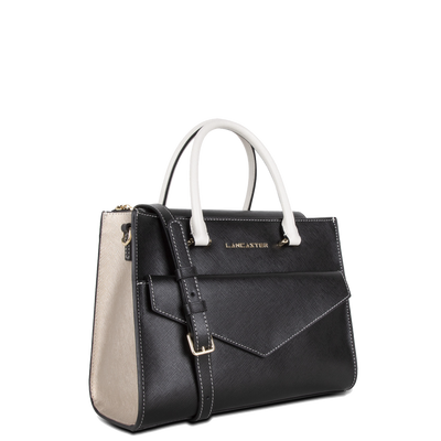 sac à main - saffiano signature #couleur_noir-champagne-ivoire