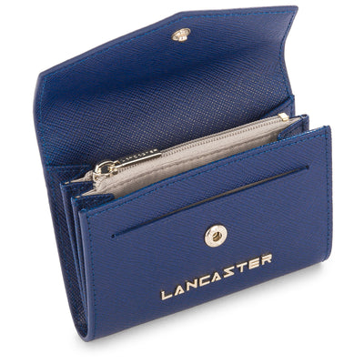 porte-monnaie - saffiano signature #couleur_bleu-fonc