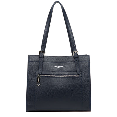 №83 Loretta Grand sac cabas femme cuir noir brun - avec bandoulière - sac  cabas cuir porté épaule avec fermeture éclair