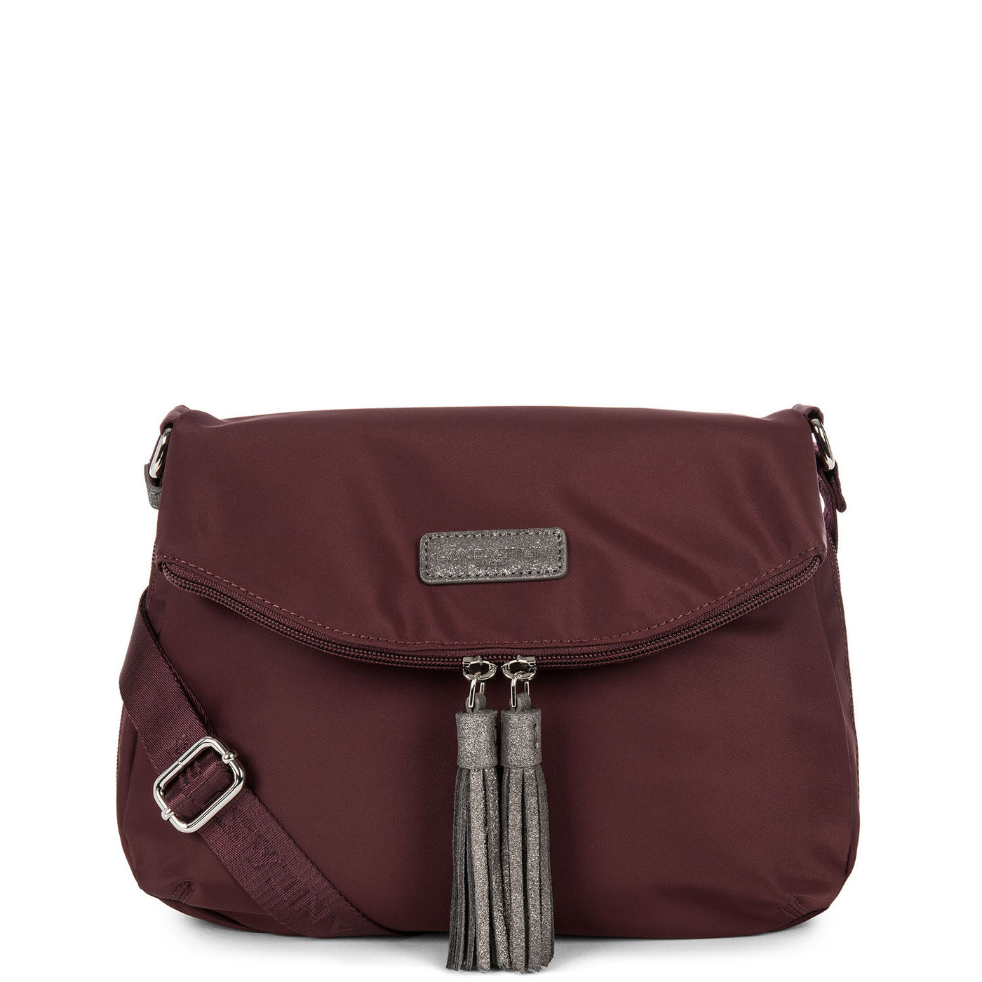 sac besace - basic pompon #couleur_bordeaux-gun-metal