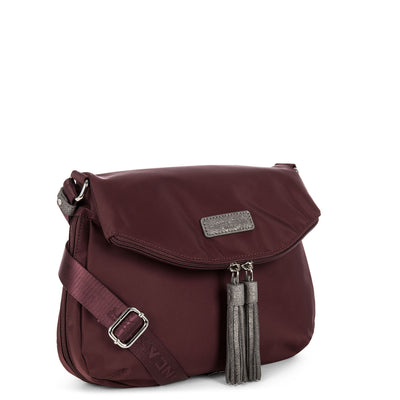 sac besace - basic pompon #couleur_bordeaux-gun-metal